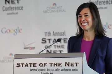 FCC Chair Rosenworcel at podium