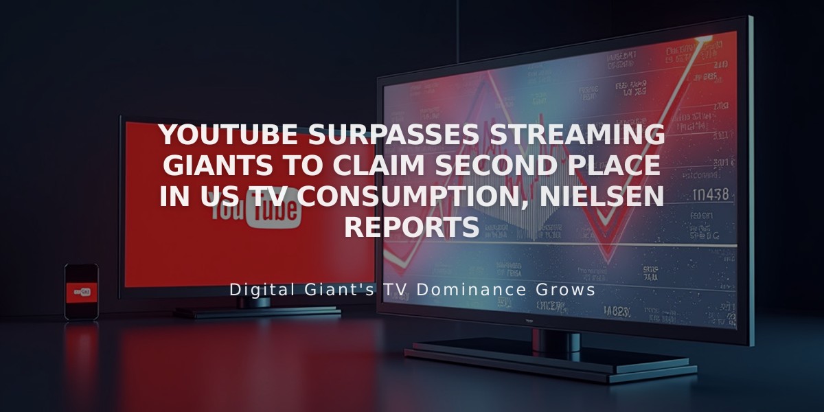 YouTube Surpasses Streaming Giants to Claim Second Place in US TV Consumption, Nielsen Reports