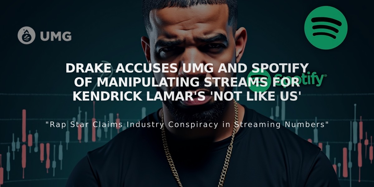 Drake Accuses UMG and Spotify of Manipulating Streams for Kendrick Lamar's 'Not Like Us'