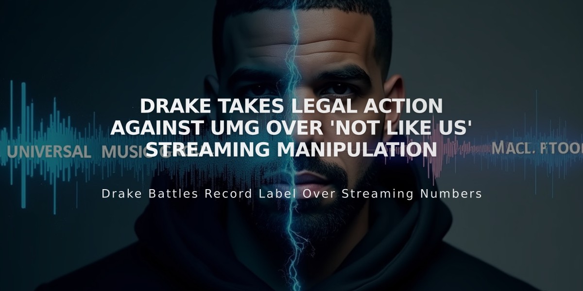 Drake Takes Legal Action Against UMG Over 'Not Like Us' Streaming Manipulation