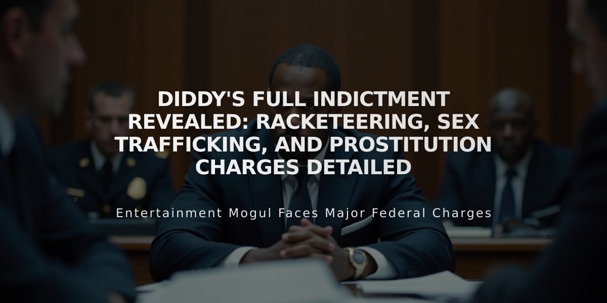 Diddy's Full Indictment Revealed: Racketeering, Sex Trafficking, and Prostitution Charges Detailed