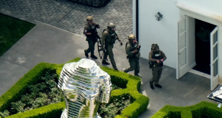 Police outside Department of Justice building