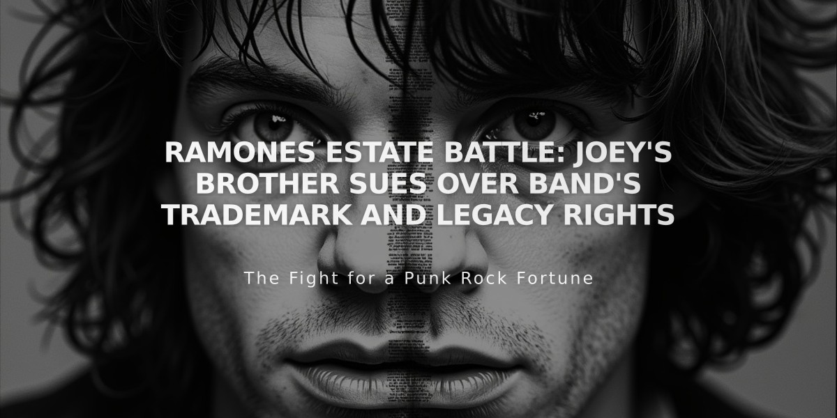 Ramones Estate Battle: Joey's Brother Sues Over Band's Trademark and Legacy Rights