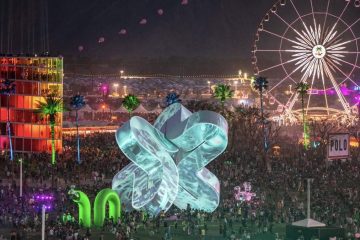 Coachella crowd at night