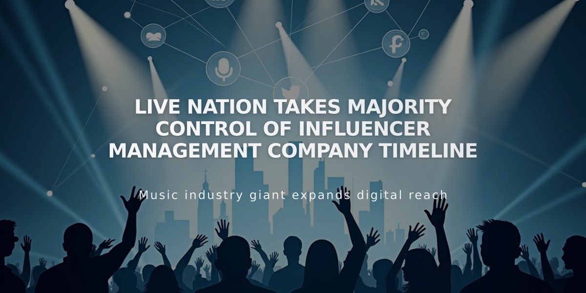 Live Nation Takes Majority Control of Influencer Management Company Timeline