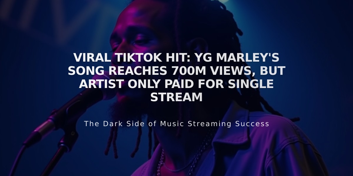 Viral TikTok Hit: YG Marley's Song Reaches 700M Views, But Artist Only Paid for Single Stream