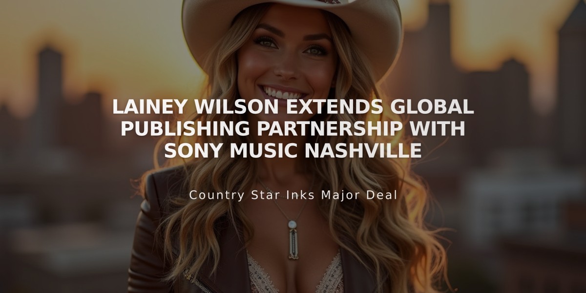 Lainey Wilson Extends Global Publishing Partnership with Sony Music Nashville