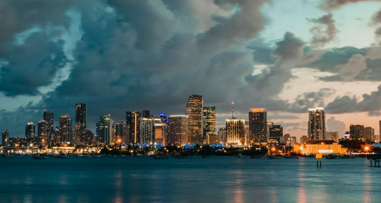 Miami skyline during police raid