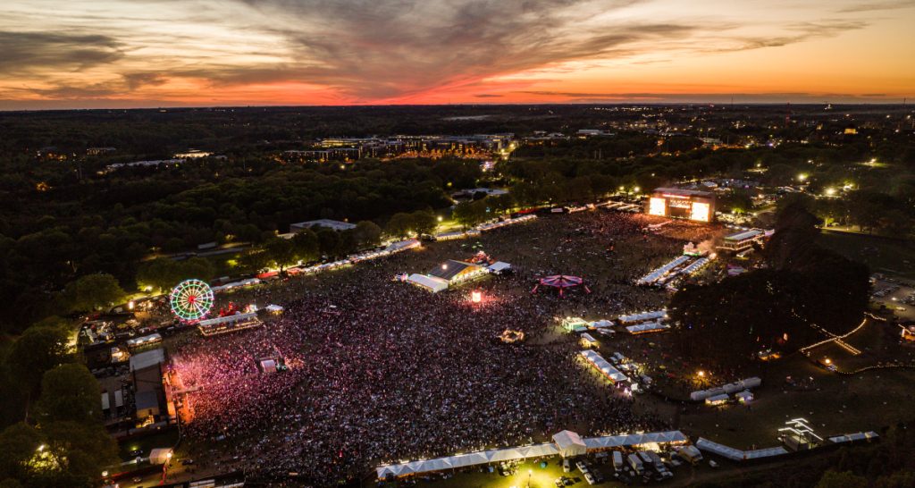 Aerial view of Dreamville festival crowd