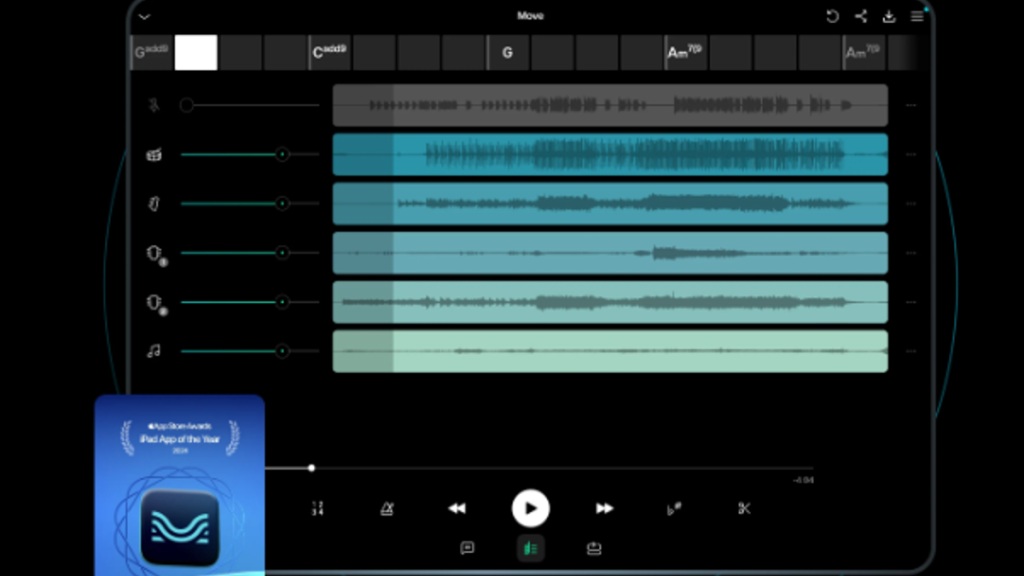 Moises AI music editor on iPad