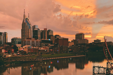 Nashville skyline at sunset