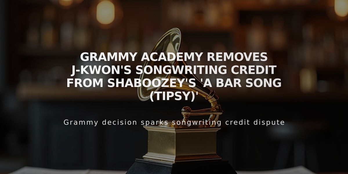 Grammy Academy Removes J-Kwon's Songwriting Credit from Shaboozey's 'A Bar Song (Tipsy)'