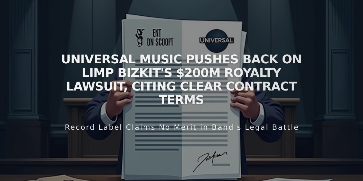 Universal Music Pushes Back on Limp Bizkit's $200M Royalty Lawsuit, Citing Clear Contract Terms