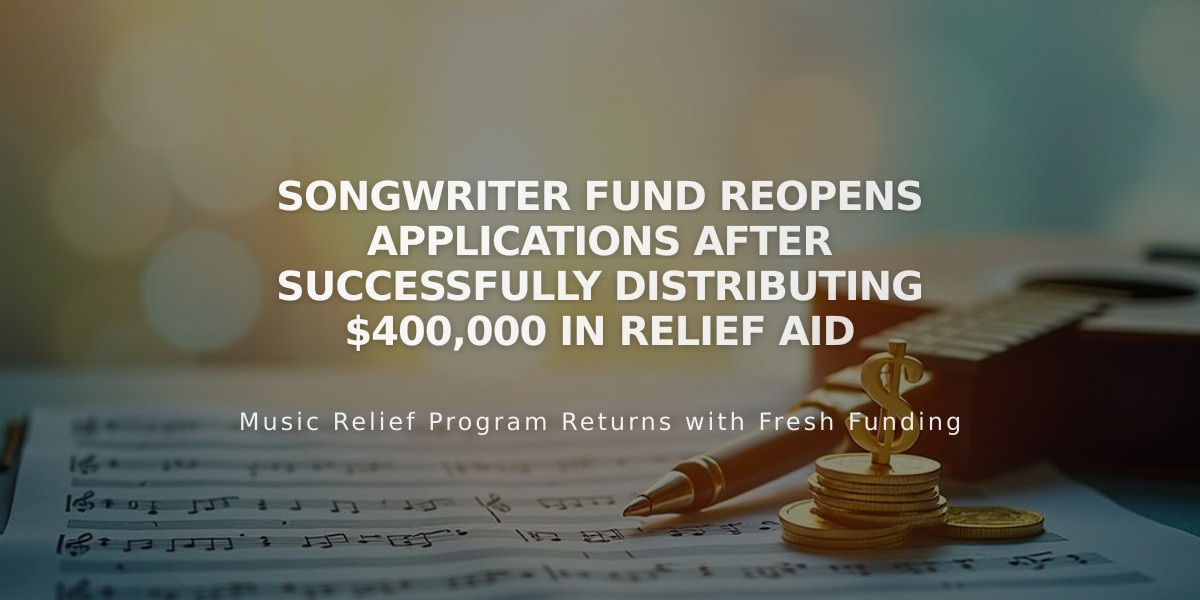 Songwriter Fund Reopens Applications After Successfully Distributing $400,000 in Relief Aid