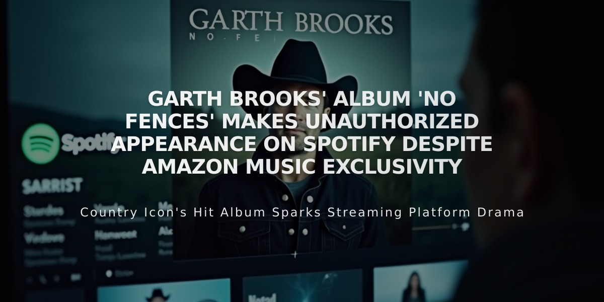 Garth Brooks' Album 'No Fences' Makes Unauthorized Appearance on Spotify Despite Amazon Music Exclusivity