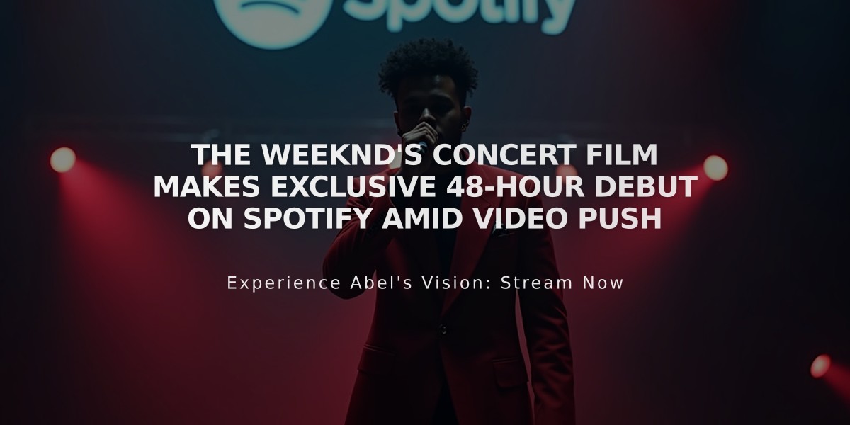 The Weeknd's Concert Film Makes Exclusive 48-Hour Debut on Spotify Amid Video Push