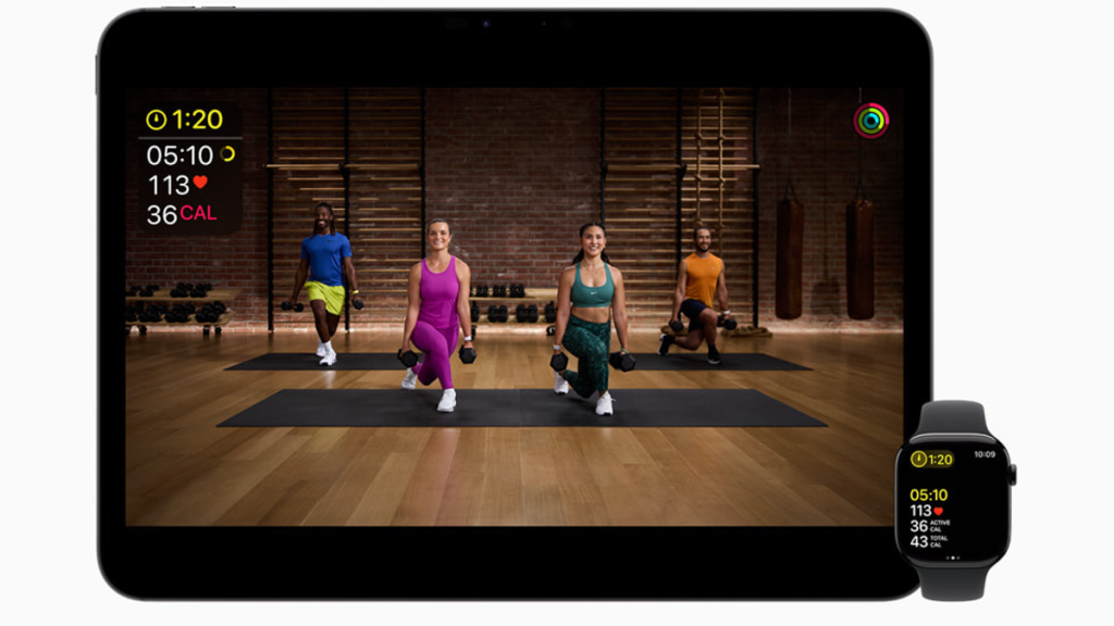 Apple Fitness Plus workout on tablet