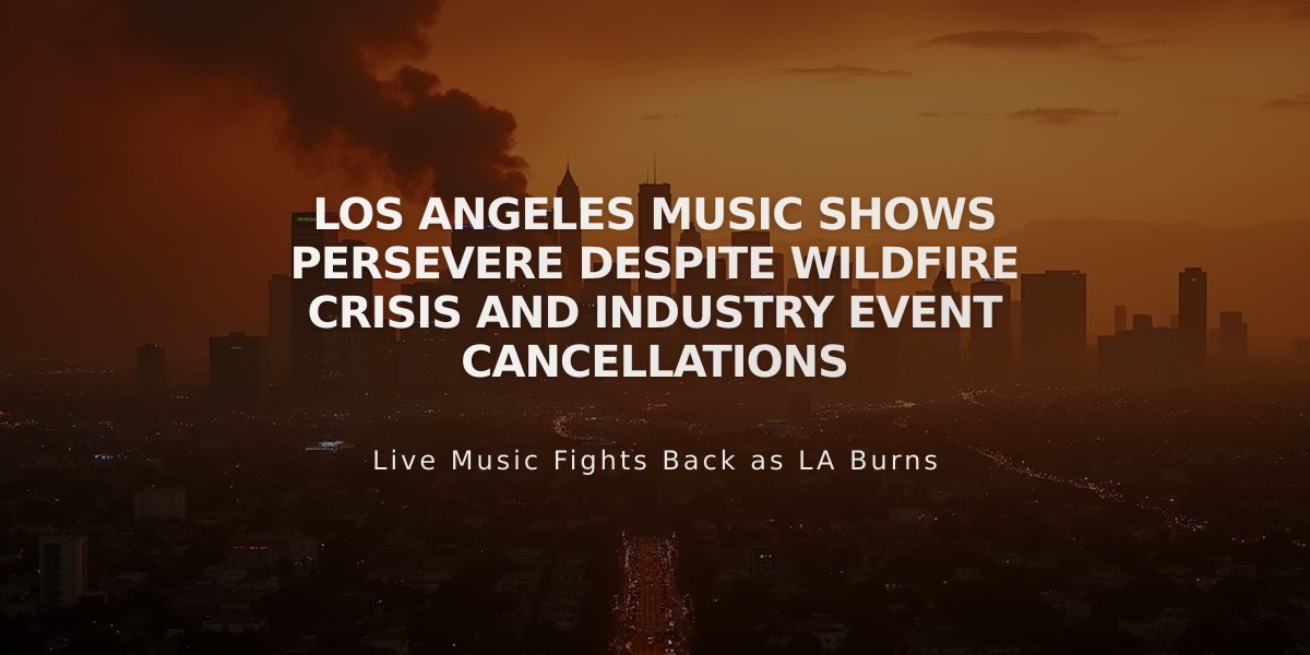 Los Angeles Music Shows Persevere Despite Wildfire Crisis and Industry Event Cancellations