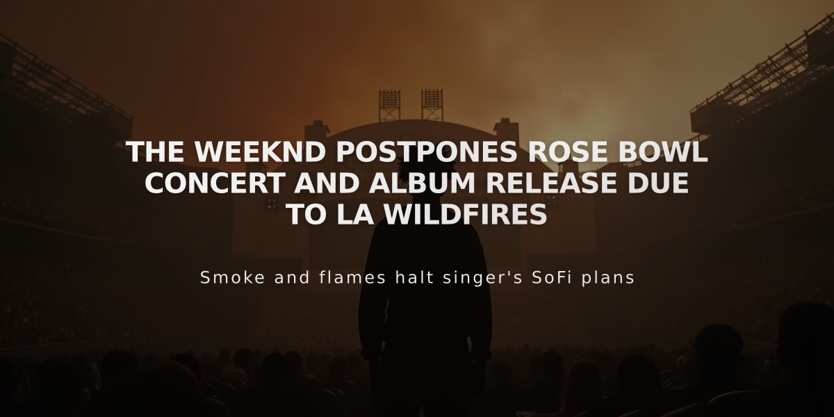 The Weeknd Postpones Rose Bowl Concert and Album Release Due to LA Wildfires