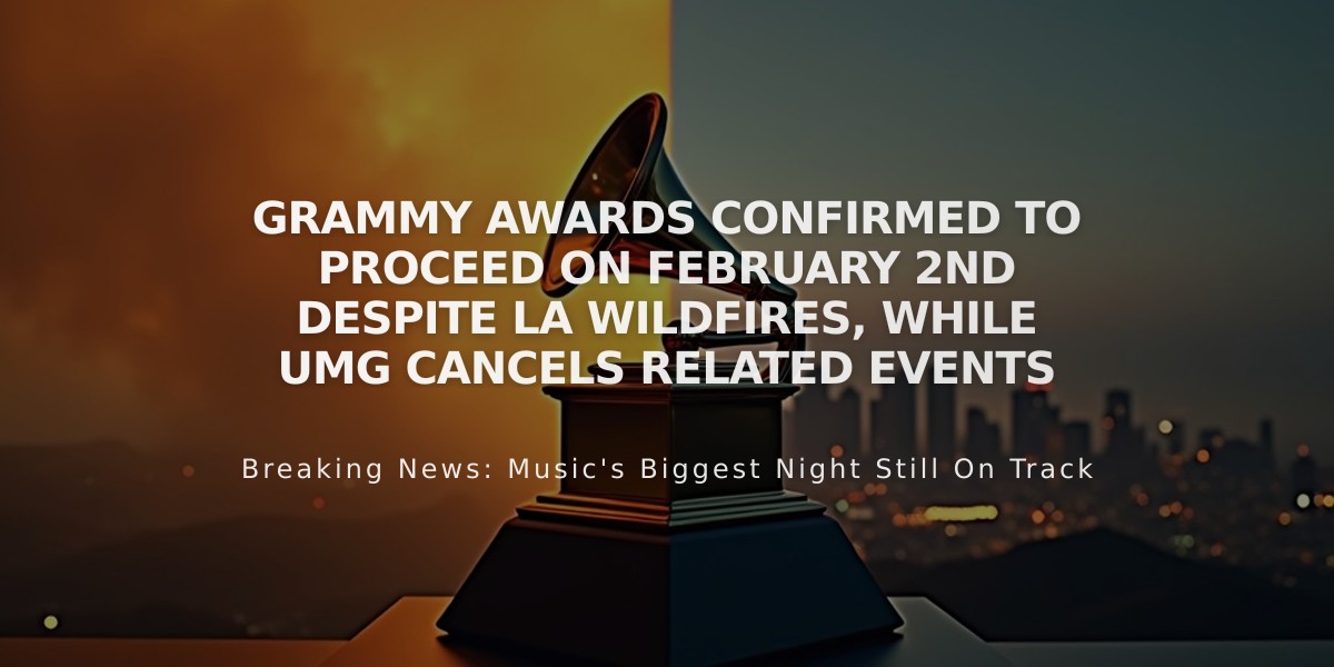 Grammy Awards Confirmed to Proceed on February 2nd Despite LA Wildfires, While UMG Cancels Related Events