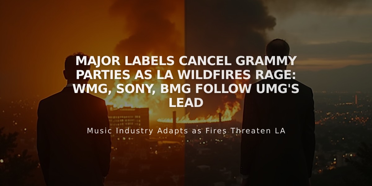 Major Labels Cancel Grammy Parties as LA Wildfires Rage: WMG, Sony, BMG Follow UMG's Lead