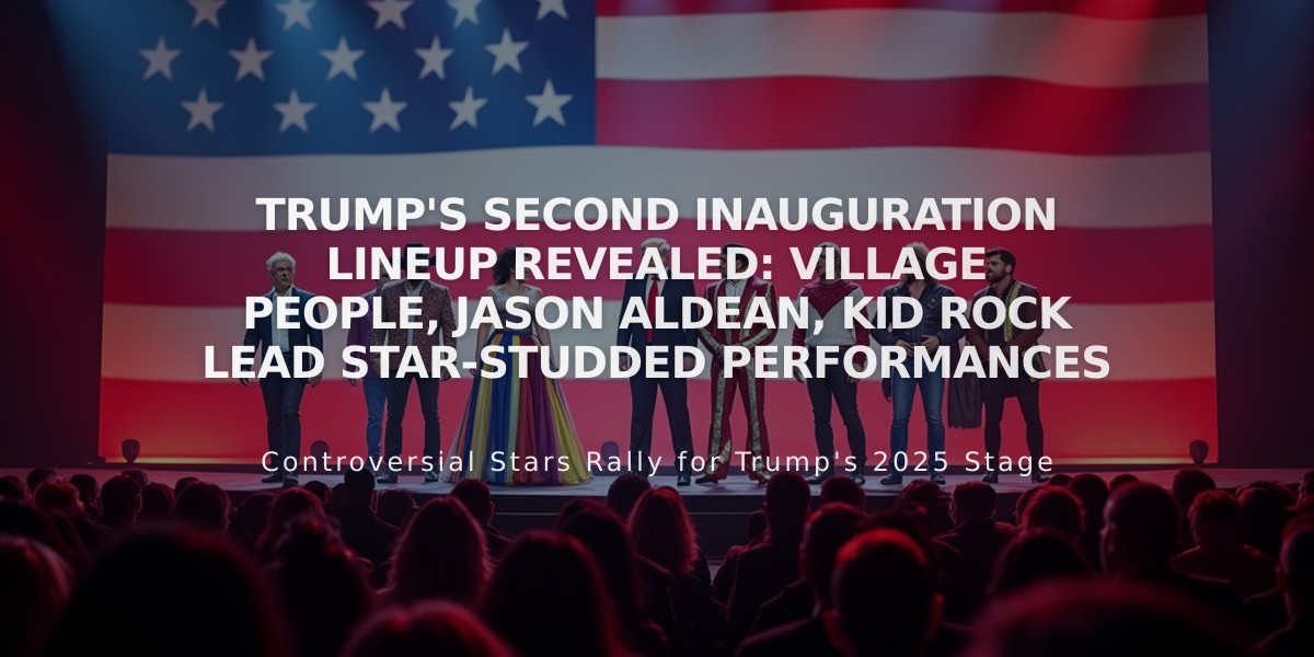 Trump's Second Inauguration Lineup Revealed: Village People, Jason Aldean, Kid Rock Lead Star-Studded Performances