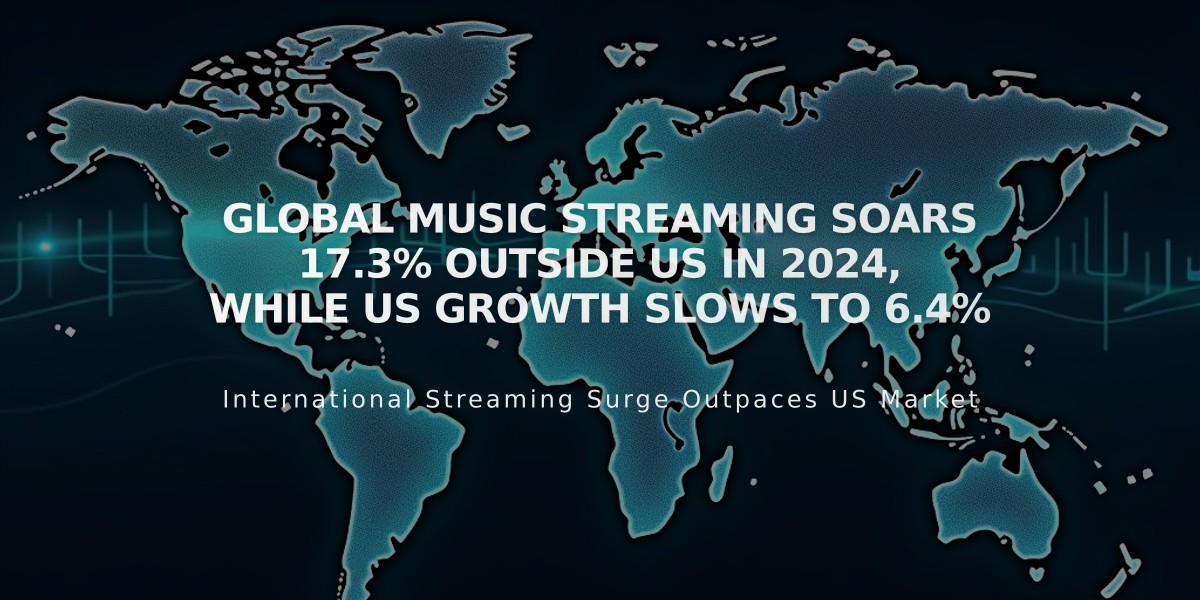 Global Music Streaming Soars 17.3% Outside US in 2024, While US Growth Slows to 6.4%