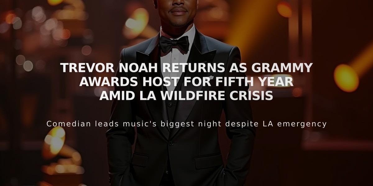 Trevor Noah Returns As Grammy Awards Host for Fifth Year Amid LA Wildfire Crisis