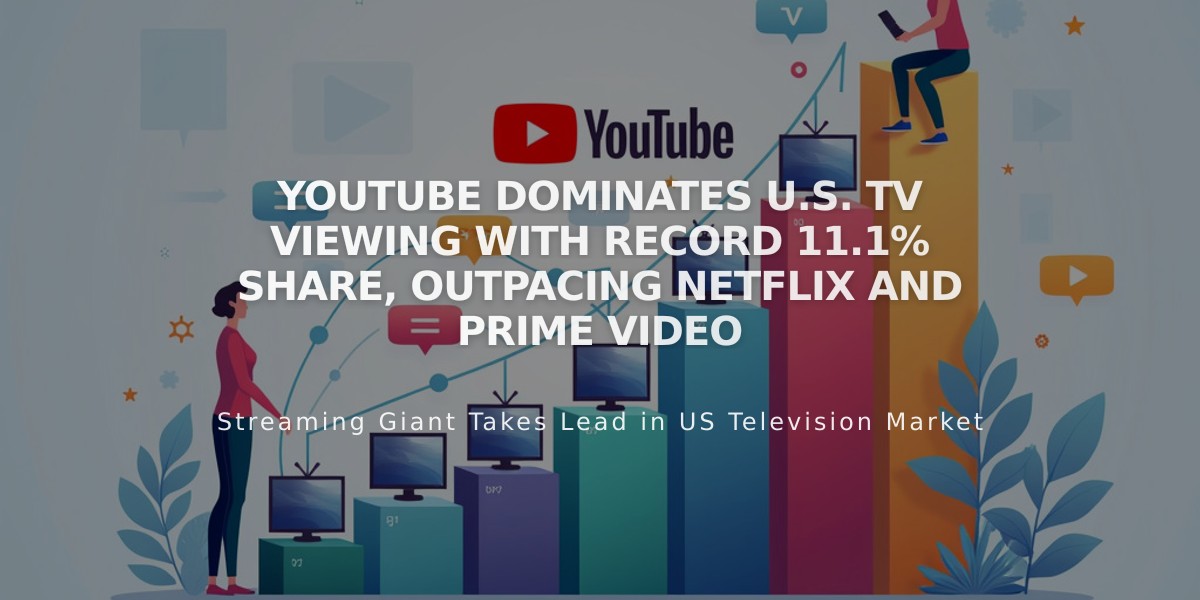 YouTube Dominates U.S. TV Viewing With Record 11.1% Share, Outpacing Netflix and Prime Video