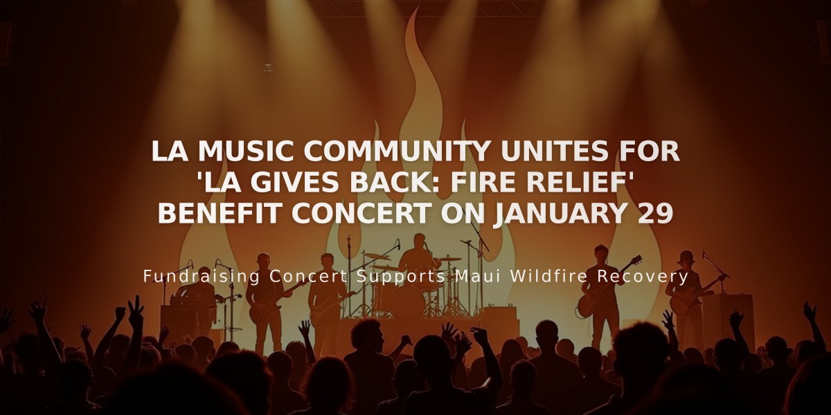 LA Music Community Unites for 'LA Gives Back: Fire Relief' Benefit Concert on January 29