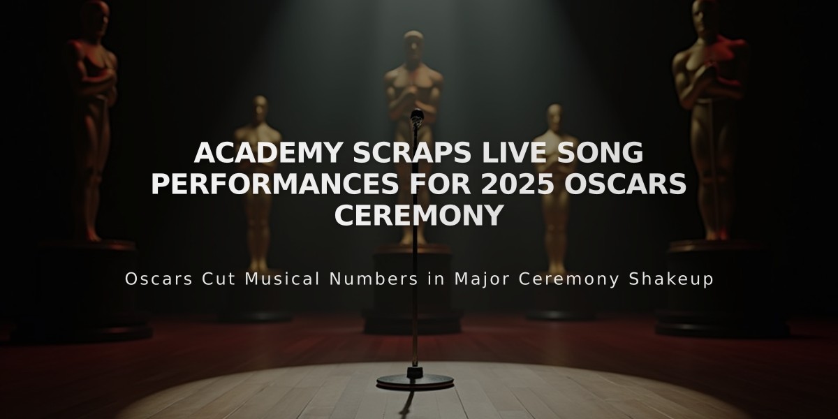 Academy Scraps Live Song Performances for 2025 Oscars Ceremony