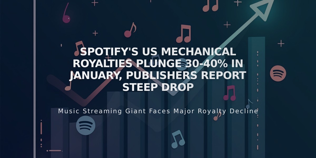 Spotify's US Mechanical Royalties Plunge 30-40% in January, Publishers Report Steep Drop