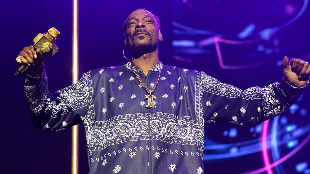 Snoop Dogg wearing bandana shirt