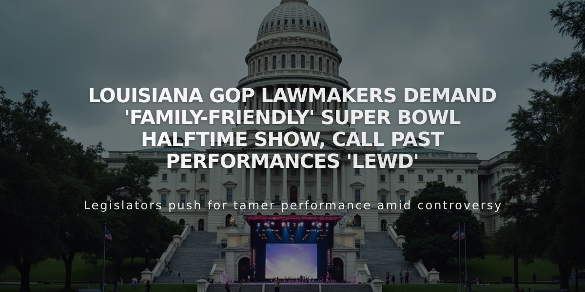 Louisiana GOP Lawmakers Demand 'Family-Friendly' Super Bowl Halftime Show, Call Past Performances 'Lewd'