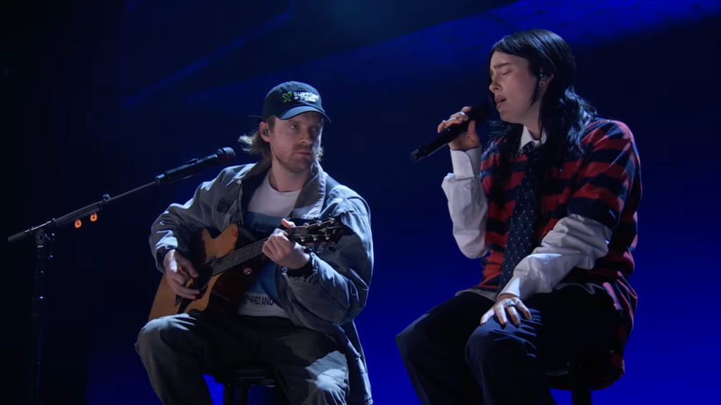 Billie Eilish and Finneas on stage