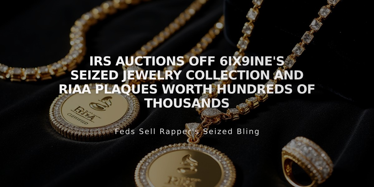 IRS Auctions Off 6ix9ine's Seized Jewelry Collection and RIAA Plaques Worth Hundreds of Thousands