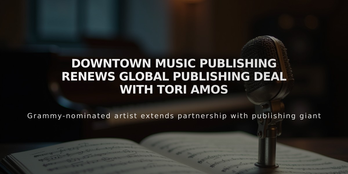 Downtown Music Publishing Renews Global Publishing Deal with Tori Amos