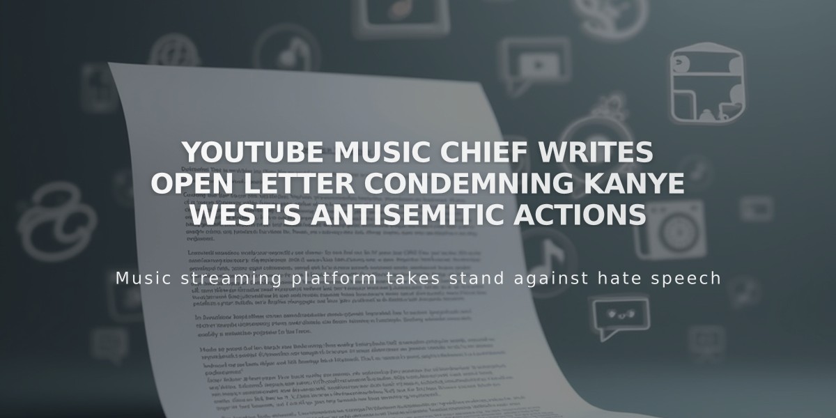 YouTube Music Chief Writes Open Letter Condemning Kanye West's Antisemitic Actions