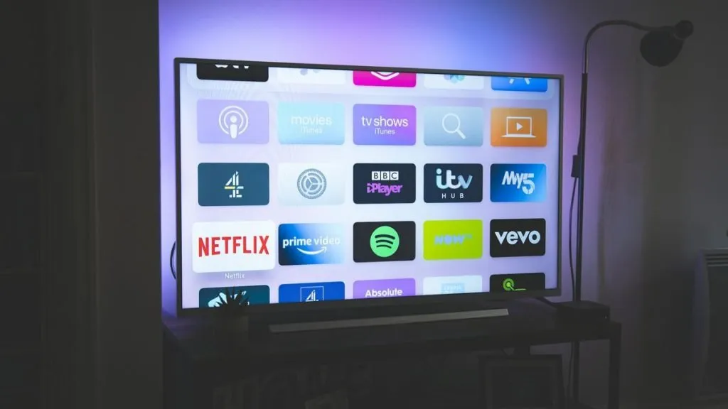 TV screen showing streaming apps