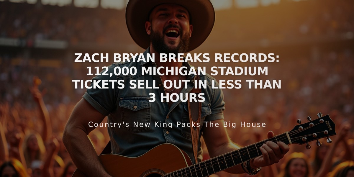 Zach Bryan Breaks Records: 112,000 Michigan Stadium Tickets Sell Out in Less Than 3 Hours