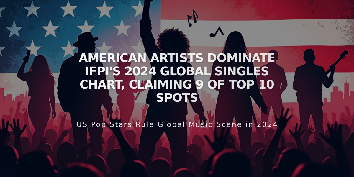 American Artists Dominate IFPI's 2024 Global Singles Chart, Claiming 9 of Top 10 Spots