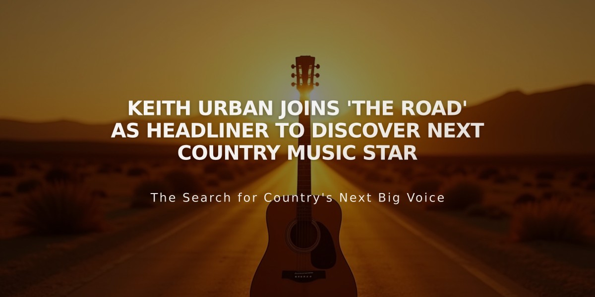 Keith Urban Joins 'The Road' as Headliner to Discover Next Country Music Star