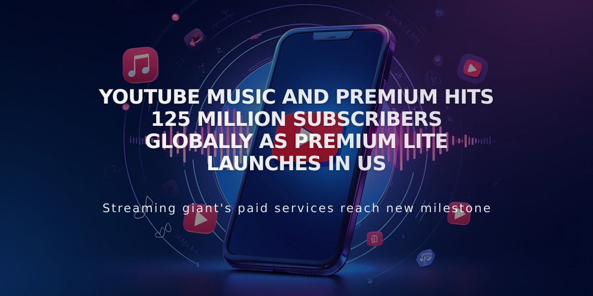 YouTube Music and Premium Hits 125 Million Subscribers Globally as Premium Lite Launches in US