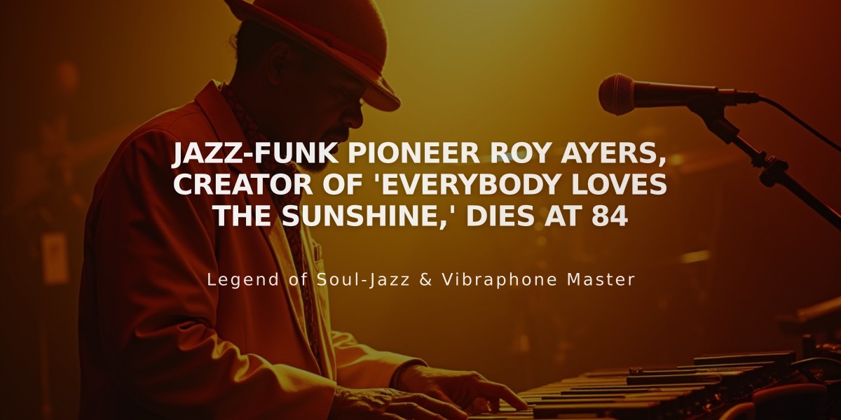 Jazz-Funk Pioneer Roy Ayers, Creator of 'Everybody Loves the Sunshine,' Dies at 84