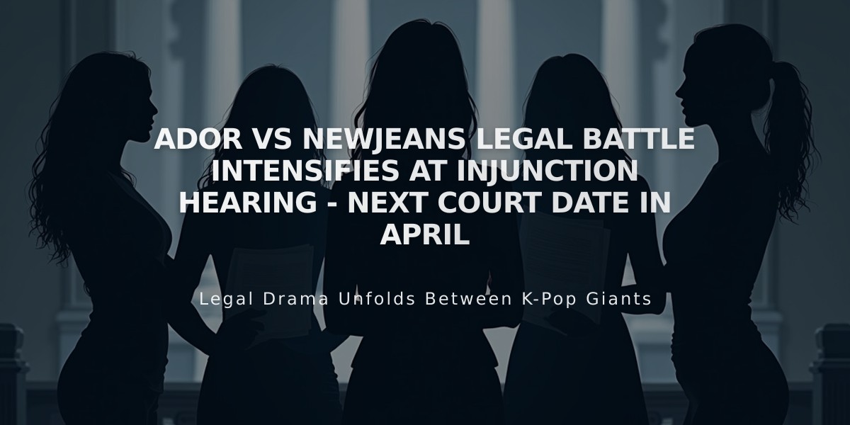 ADOR vs NewJeans Legal Battle Intensifies at Injunction Hearing - Next Court Date in April